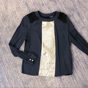 [SOLD] NWT Armani Jeans Navy/Metallic Blouse